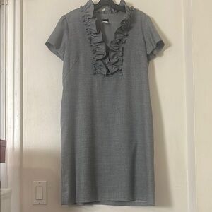 J. Crew Gray Ruffled Sheath Mini Dress